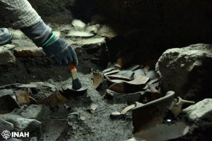 Un detalle de los hallazgos del INAH en La Lagunilla.