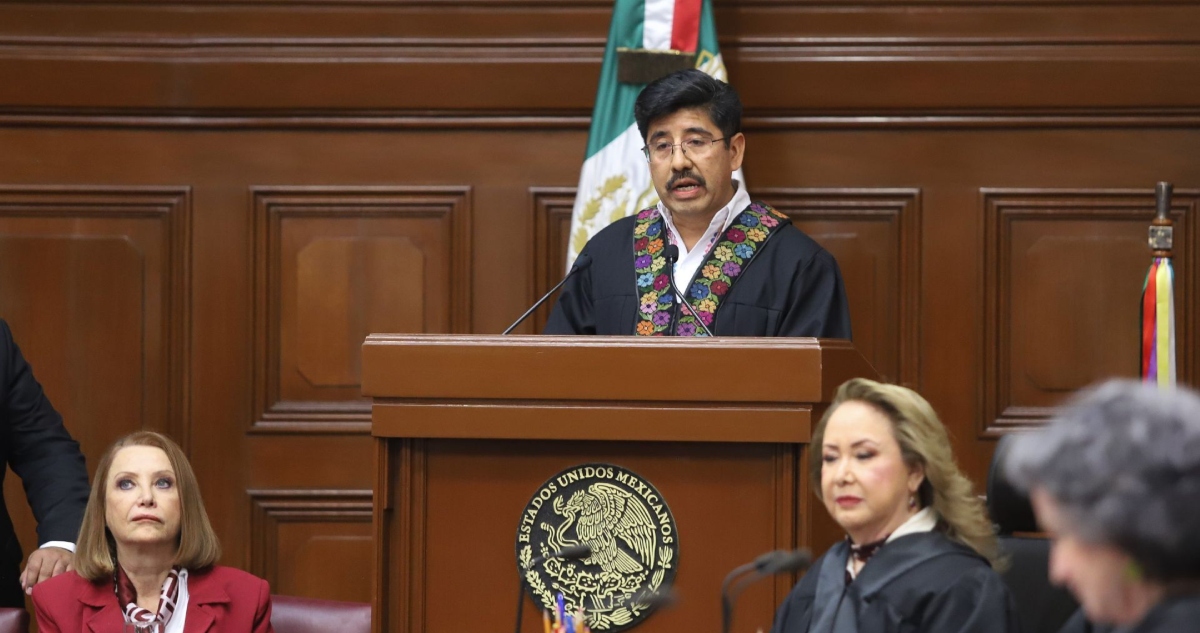 El Ministro presidente de la SCJN, Hugo Aguilar, rindió su primer informe de labores a 100 días donde resaltó que recibió una "Corte lenta, anquilosada.