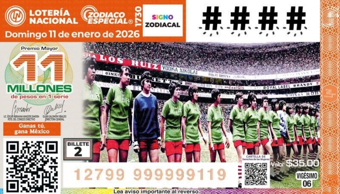 La Lotería Nacional preparó una edición de 20 billetes conmemorativos para la serie del Sorteo Zodiaco Especial No.1730 centrada en el Mundial futbol 2026.