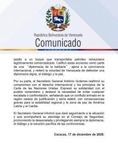 El comunicado de la Cancillería de Venezuela sobre la llamada de Maduro y Guterres.