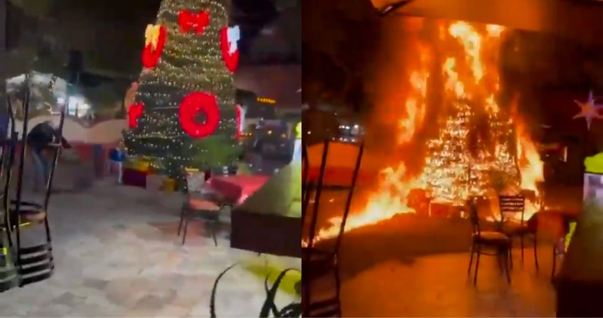 Habitantes de Jonacatepec tomaron el Ayuntaiento y quemaron un árbol de Navidad en protesta luego de que un niño y su tío fueron atropellados por una patrulla.