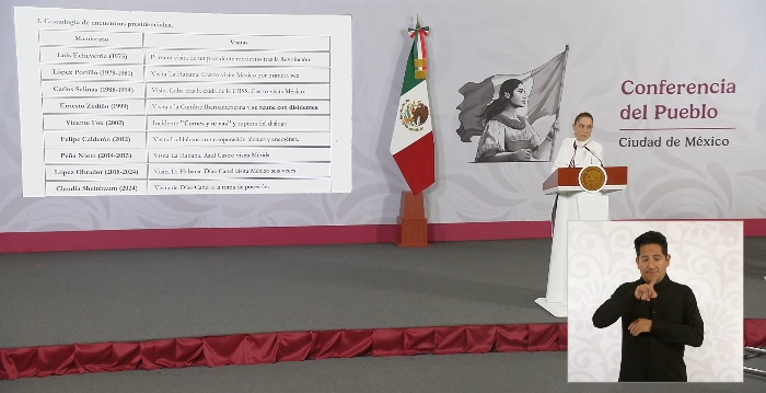 Sheinbaum mostró una lista de los acuerdos y visitas más importantes entre México y Cuba en tiempos del PRI y del PAN.