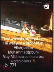 Publicación de Sturdivant en redes sociales a principios de diciembre de 2025 contra los "infieles adoradores de la cruz".