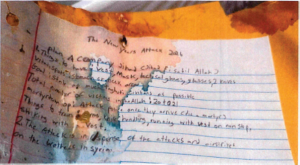 Documento manuscrito titulado “Ataque de Año Nuevo 2026”.