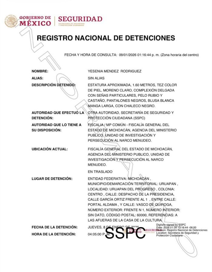 Registro Nacional de Detenciones.