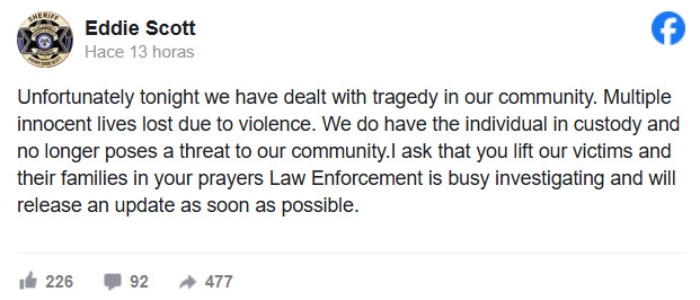 El Jefe de la Policía en Mississippi, Eddie Scott, informó que una serie de tiroteos en West Point dejaron un saldo de seis personas fallecidas y un detenido.