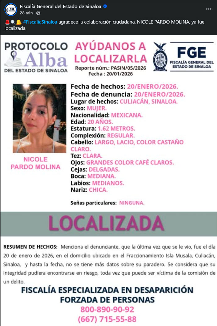 La influencer Nicholette es hallada con vida