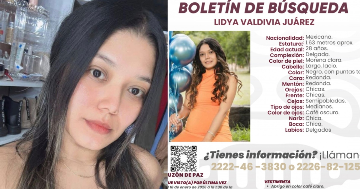 Lidya Valdivia, joven desaparecida en Puebla, es localizada en el Estado de México