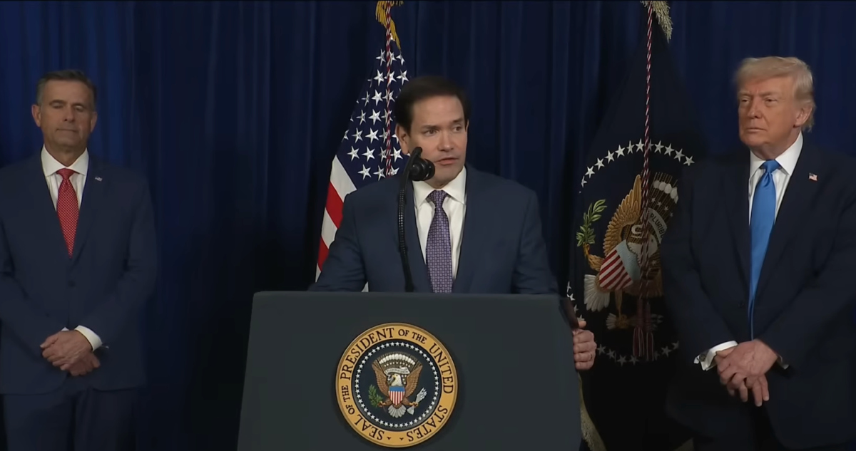 Marco Rubio, Secretario de Estado de EU, en conferencia de prensa el 3 de enro de 2026