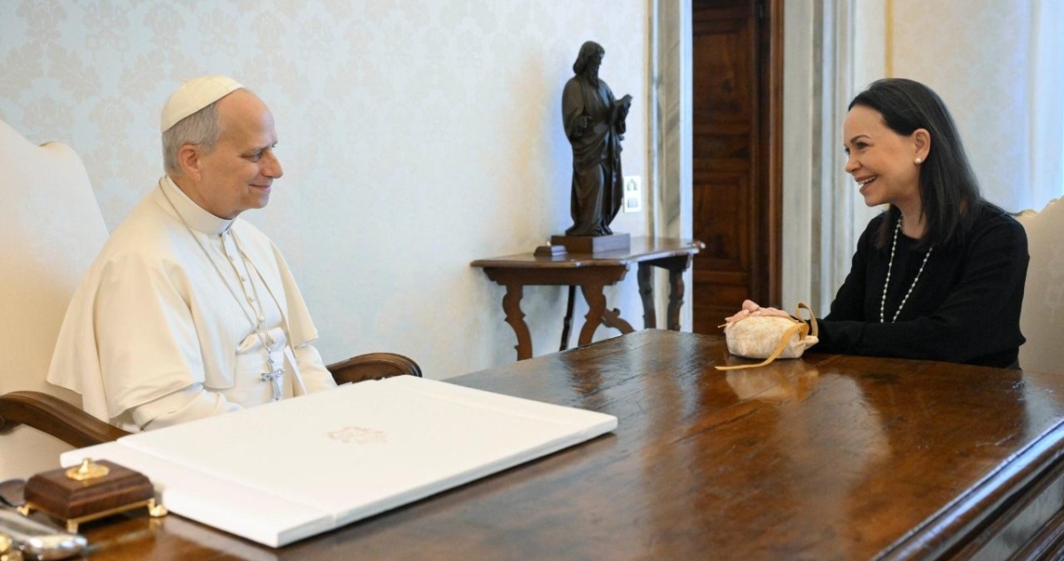 María Corina Machado, reunida con el papa León XIV en El Vaticano.