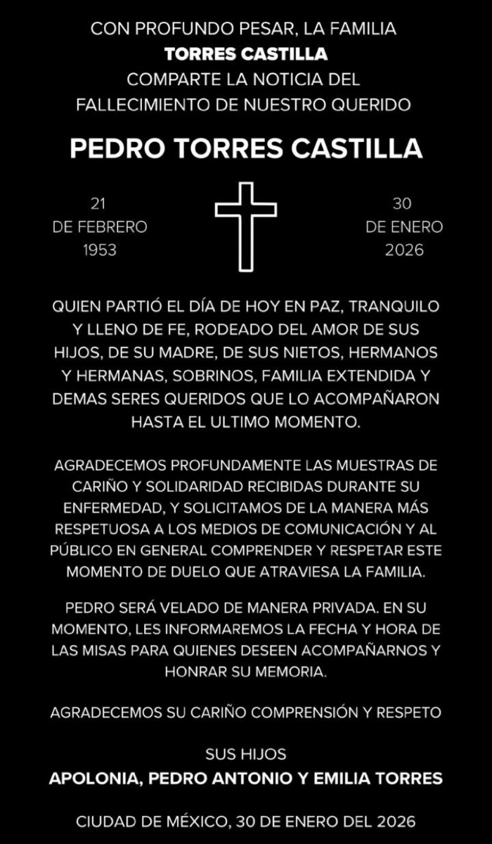 Pedro Torres comunicado