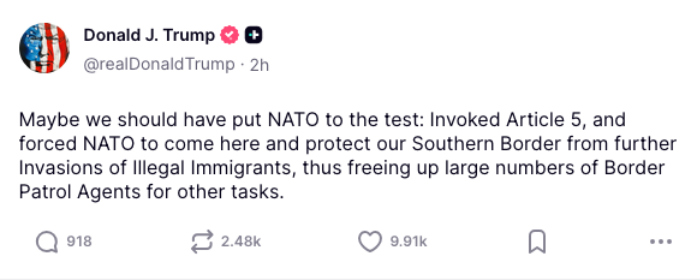 Trump amenaza con invocar a la OTAN para defender frontera