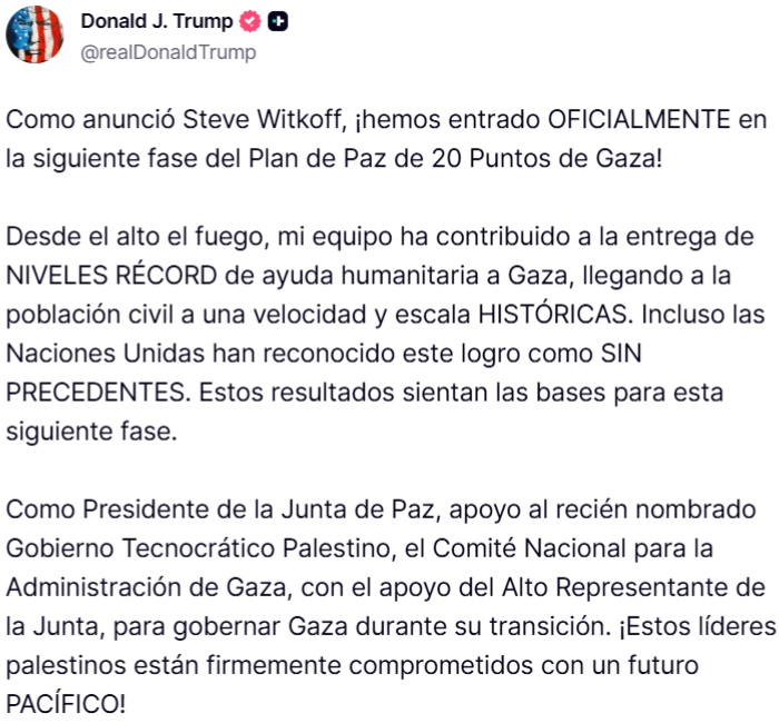 La Casa Blanca informó que el Secretario de Estado, Marco Rubio, y el exprimer ministro de Inglaterra, Tony Blair, son miembros del "consejo de paz" para Gaza.