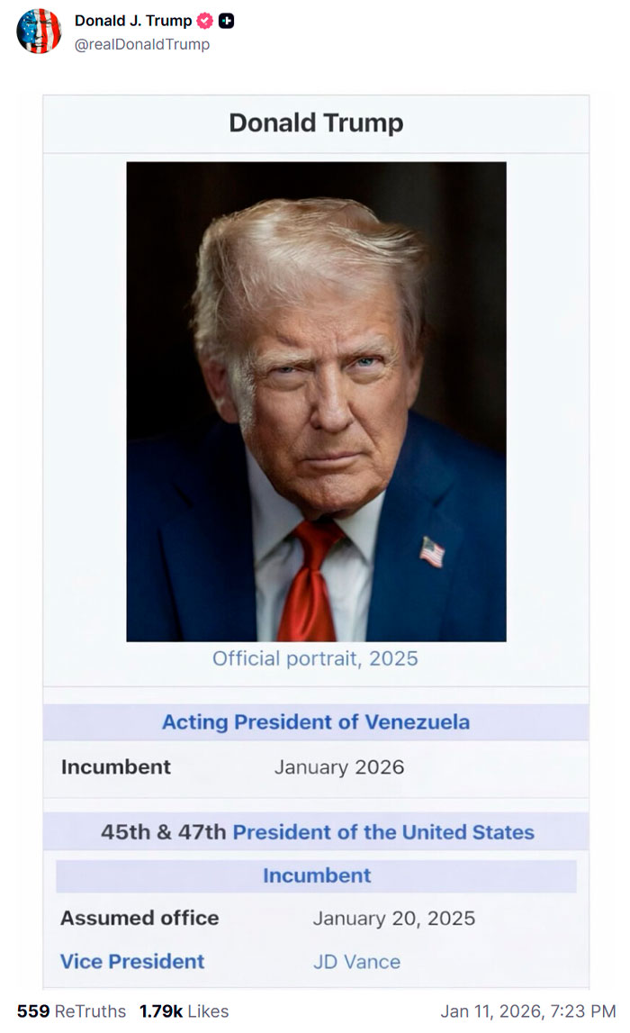 Trump se autodenomina “Presidente interino de Venezuela”, y sugiere a Rubio para Cuba