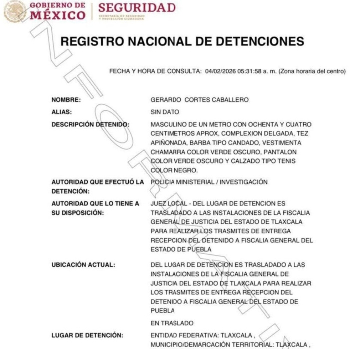 La Fiscalía General del Estado de Puebla aprehendió en Tlaxcala al exalcalde de Cuautempan, Gerardo Cortes Caballero, por el delito de extorsión agravada.