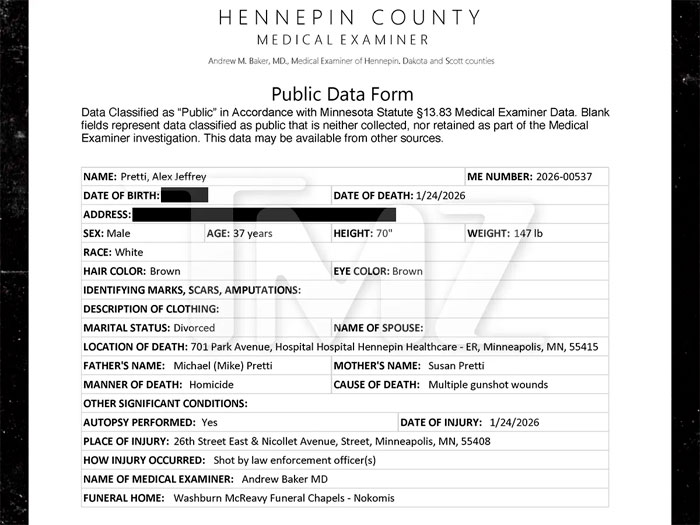 Médico forense confirma que Alex Pretti fue víctima de homicidio