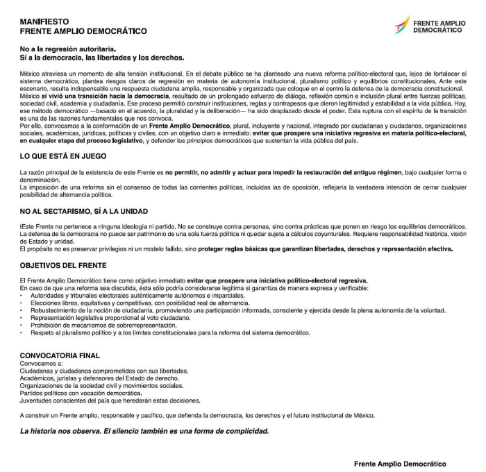 Frente Amplio Democrático.