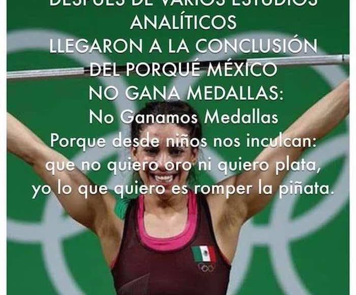 Los MEMES no hicieron esperar la oportunidad de abordar de manera jocosa el infructífero desempeño de la delegación mexicana en los JJOO. Foto: Especial.