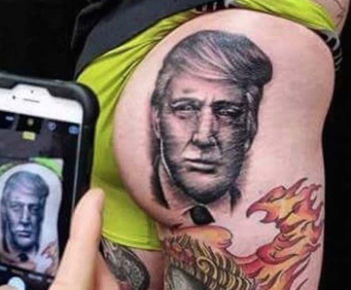 Donald Trump en versión tatuaje. Foto: Twitter.